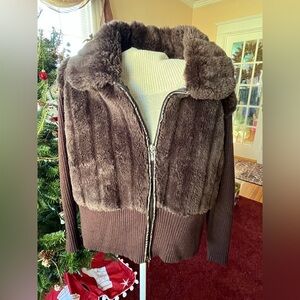 Vintage Y2K Capri Women’s Brown Faux Fur Sweater Jacket